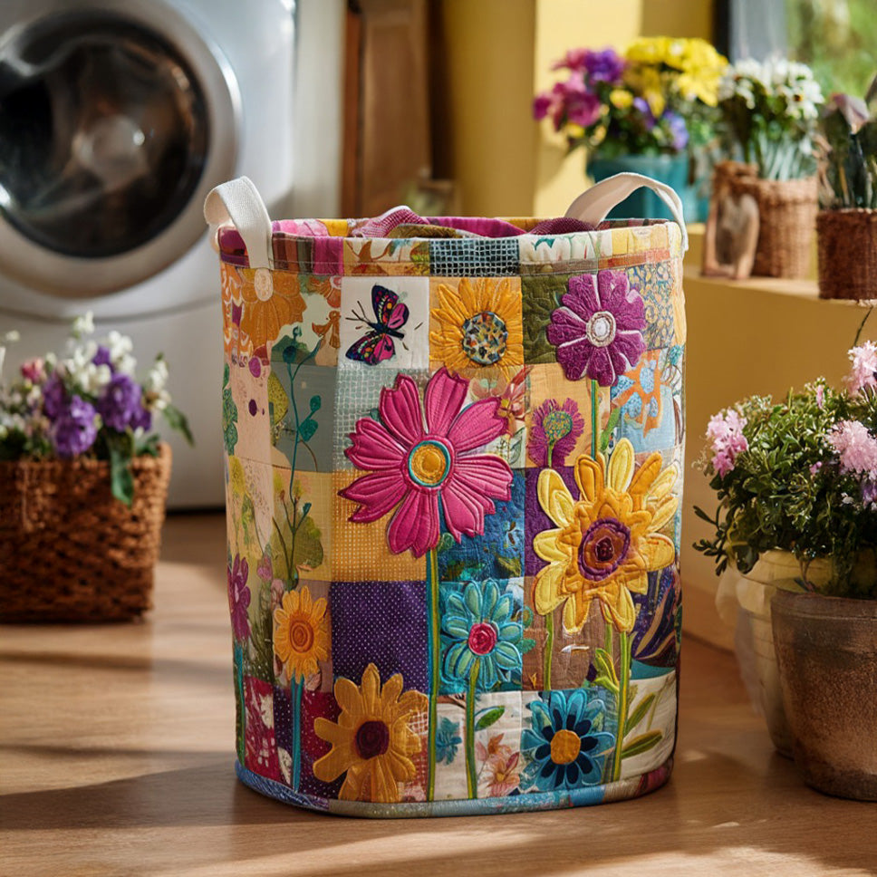 Happy Boho Garden Quilted Laundry Basket NCU0DV620