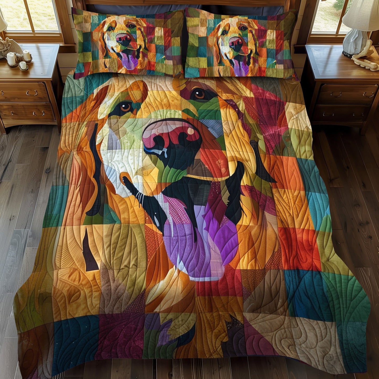 Happy Retriever 3-Piece Quilted Bedding Set NCU0PT385