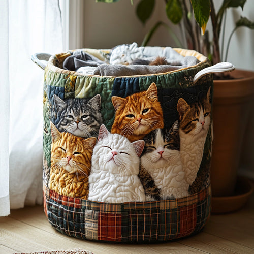 Happy Whiskers Quilted Laundry Basket NCU0DV852