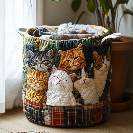 Happy Whiskers Quilted Laundry Basket NCU0DV852