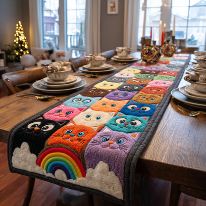 Happy Cat Rainbow Quilted Table Runner NCU0HNH508