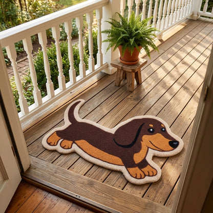 Happy Dachshund Custom Shape Doormat NCU0DDK2606