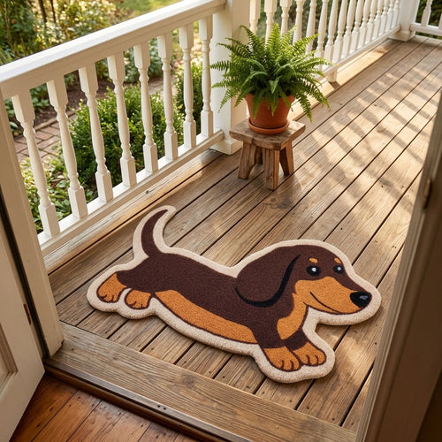 Happy Dachshund Custom Shape Doormat NCU0DDK2606