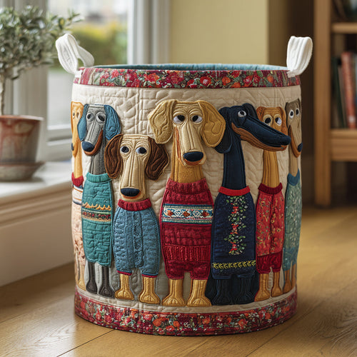 Happy Dachshunds Quilted Laundry Basket NCU0DV1639