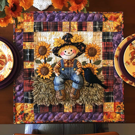 Happy Fall Scarecrow Quilted Table Topper NCU0NNT1231