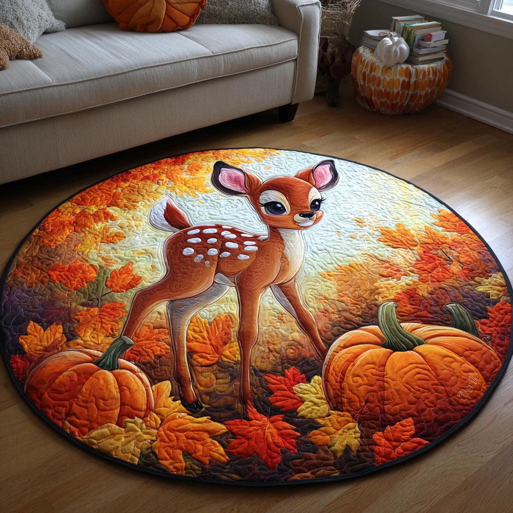 Happy Fawn Quilted Round Mat NCU0HNH334