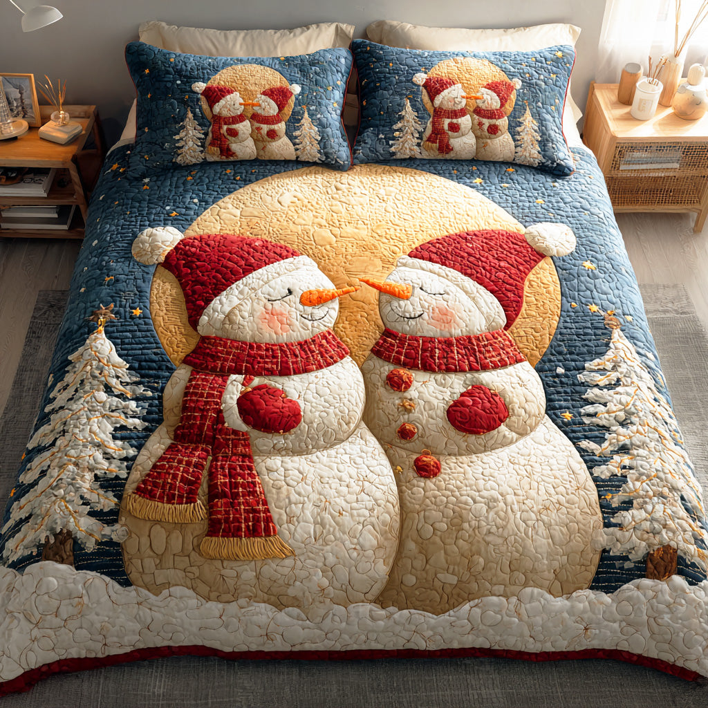 Snowmen Wonderland 3-Piece Quilted Bedding Set NCU0QN050