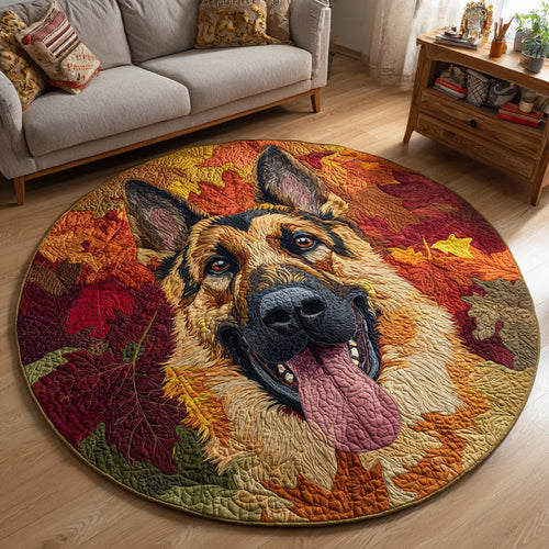 Happy German Shepherd Quilted Round Mat NCU0HNH319