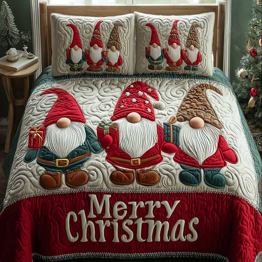 Happy Gnome  3-Piece Quilted Bedding Set NCU0HTT109