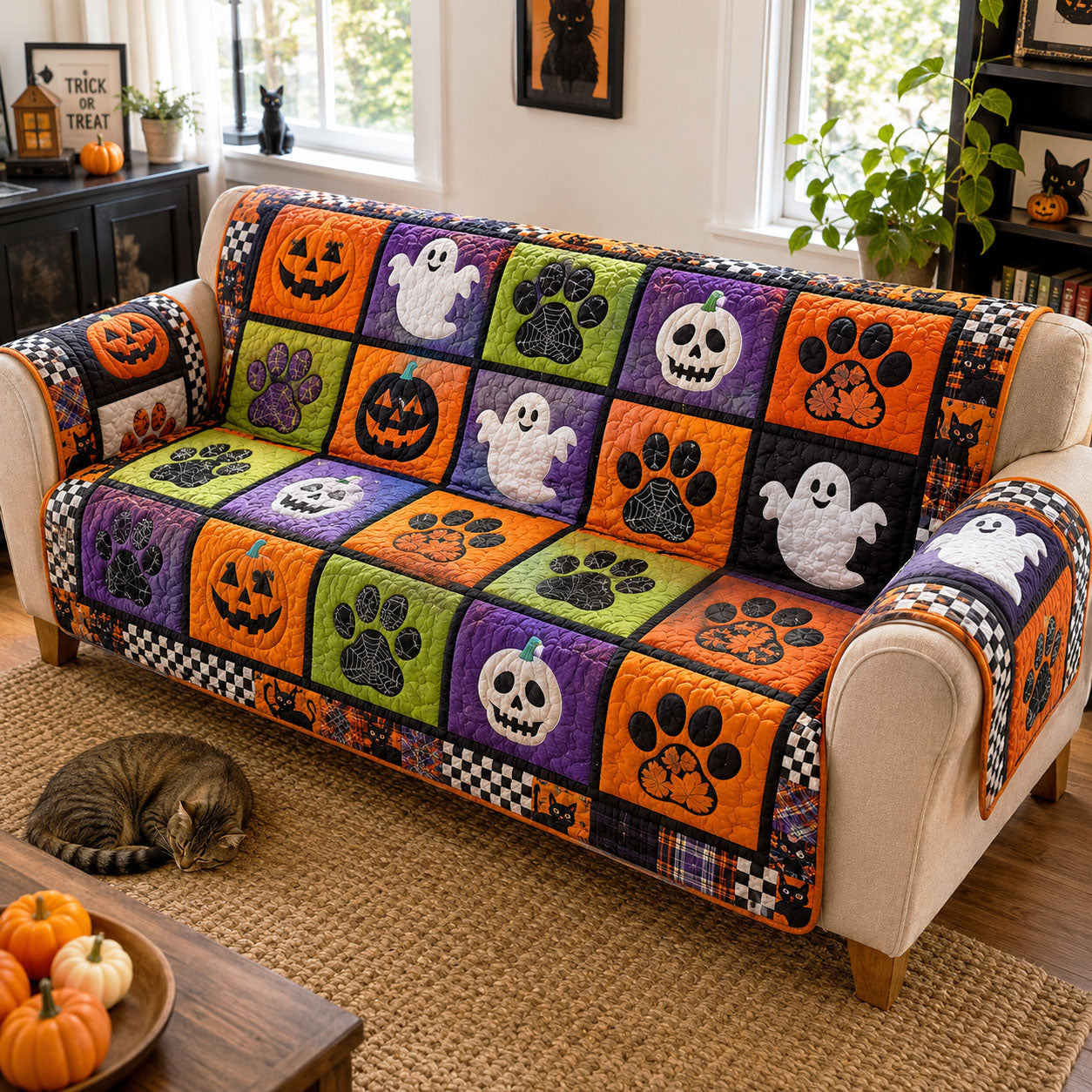 Happy Haunts Quilted Sofa Cover NCU0NTD2033