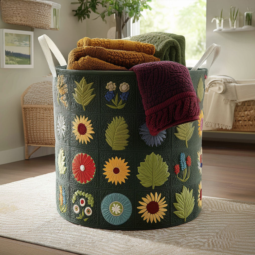 Happy Petals Quilted Laundry Basket NCU0PTT1293
