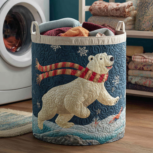 Happy Polar Bear Quilted Laundry Basket NCU0HNH513