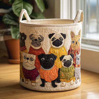 Happy Pug Quilted Laundry Basket NCU0DV1652