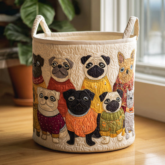 Happy Pug Quilted Laundry Basket NCU0DV1652