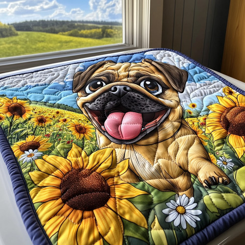 Happy Pug Quilted Washer and Dryer Cover NCU0DDK936