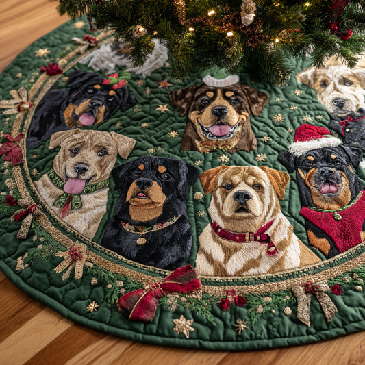 Happy Rottweiler Christmas Quilted Tree Skirt NCU0DDK1489