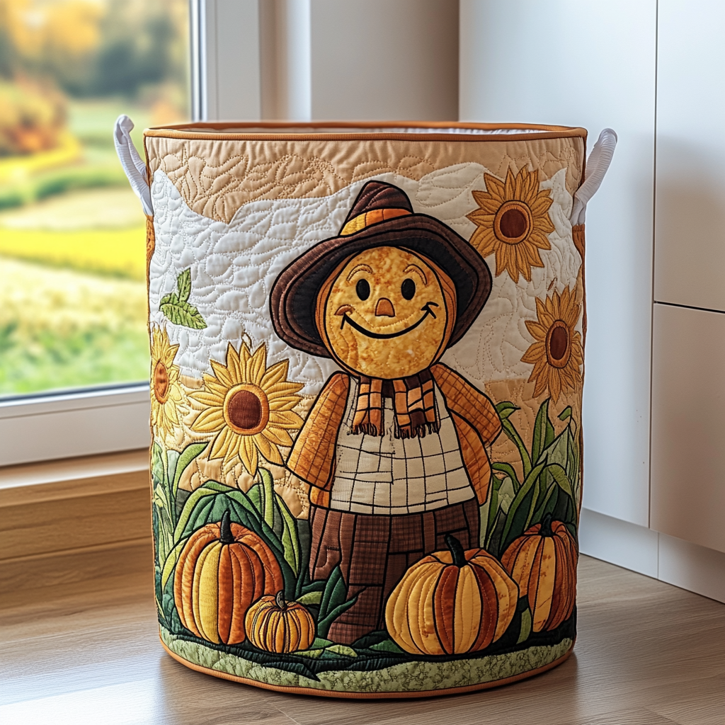 Happy Scarecrow Quilted Laundry Basket NCU0DDK654