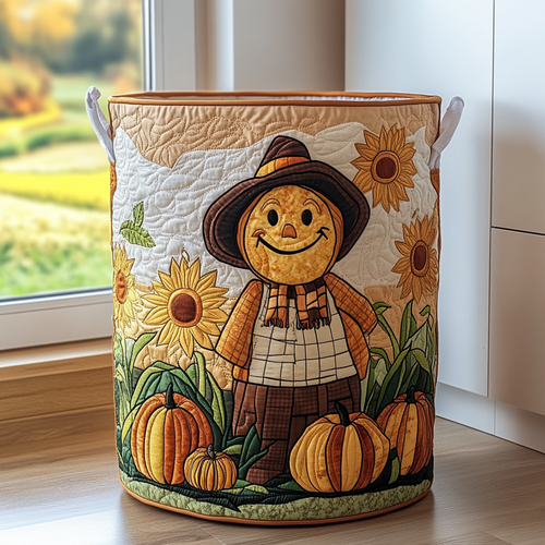 Happy Scarecrow Quilted Laundry Basket NCU0DDK654