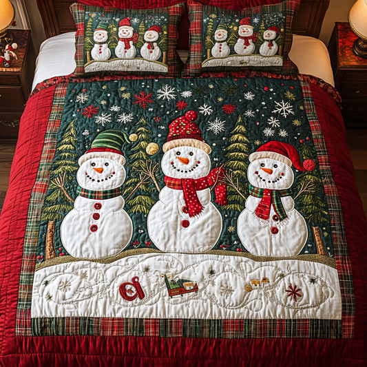 Happy Snow Days 3-Piece Quilted Bedding Set NCU0NVH006