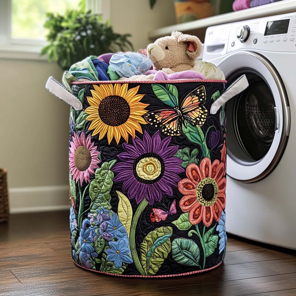 Happy Sun Glow Quilted Laundry Basket NCU0NNT1074
