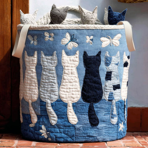 Happy Whiskers Quilted Laundry Basket NCU0PTT2484