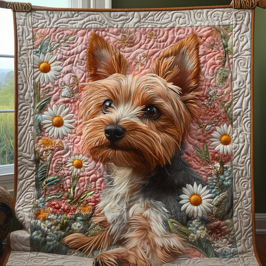 Happy Yorkie Quilted Blanket NCU0DV483