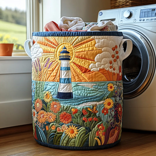 Harbor Haven Quilted Laundry Basket NCU0DV747
