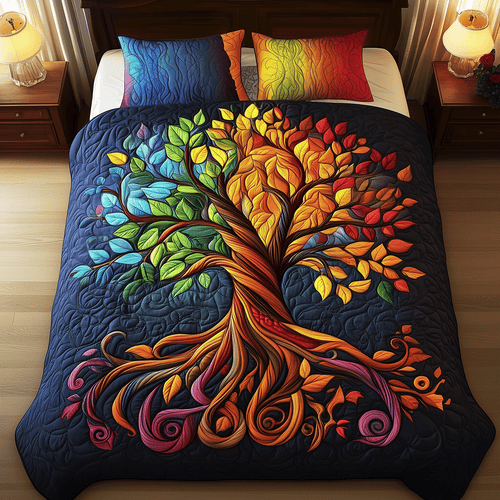 Harmony Tree 3-Piece Quilted Bedding Set NCU0TH2457