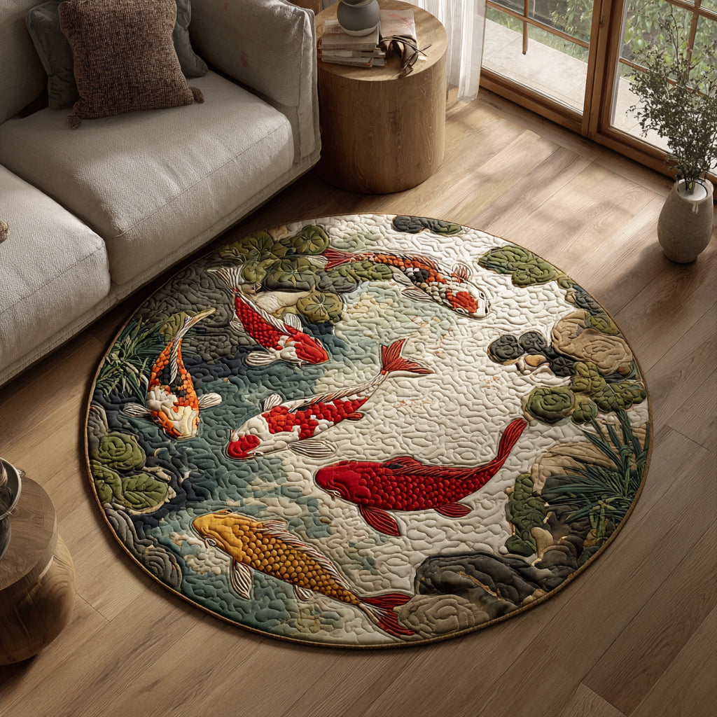 Harmony Koi Flow Quilted Round Mat NCU0DV1236