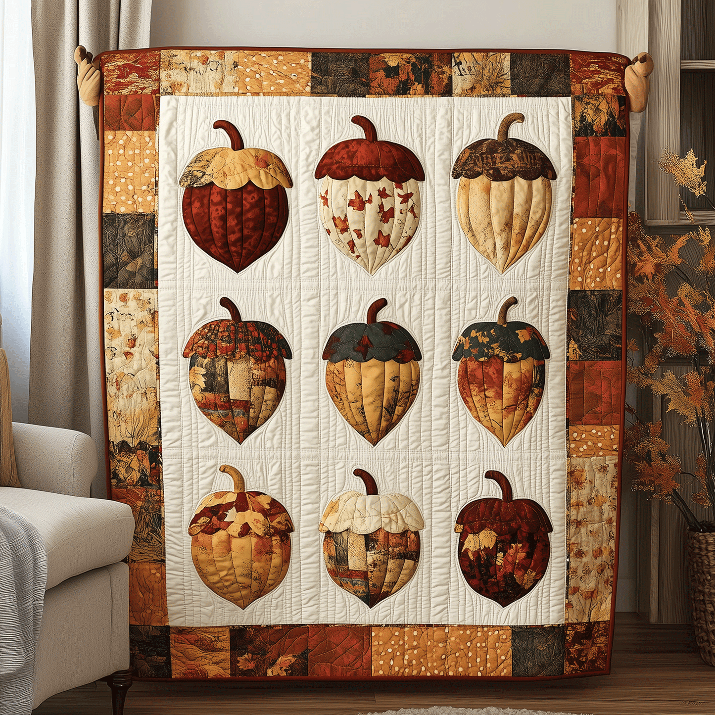 Harvest Acorn Quilted Blanket NCU0TH1863