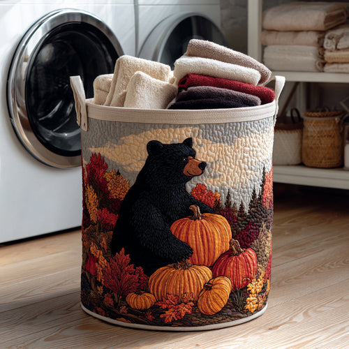 Harvest Bear Quilted Laundry Basket NCU0HNH376