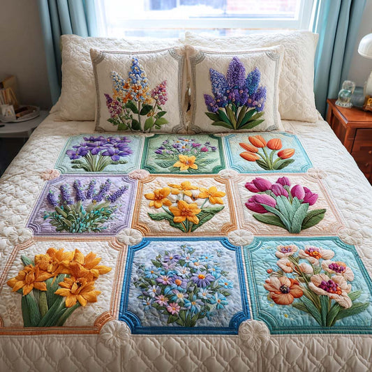 Harvest Blossoms 3-Piece Quited Bedding Set NCU0NNT860