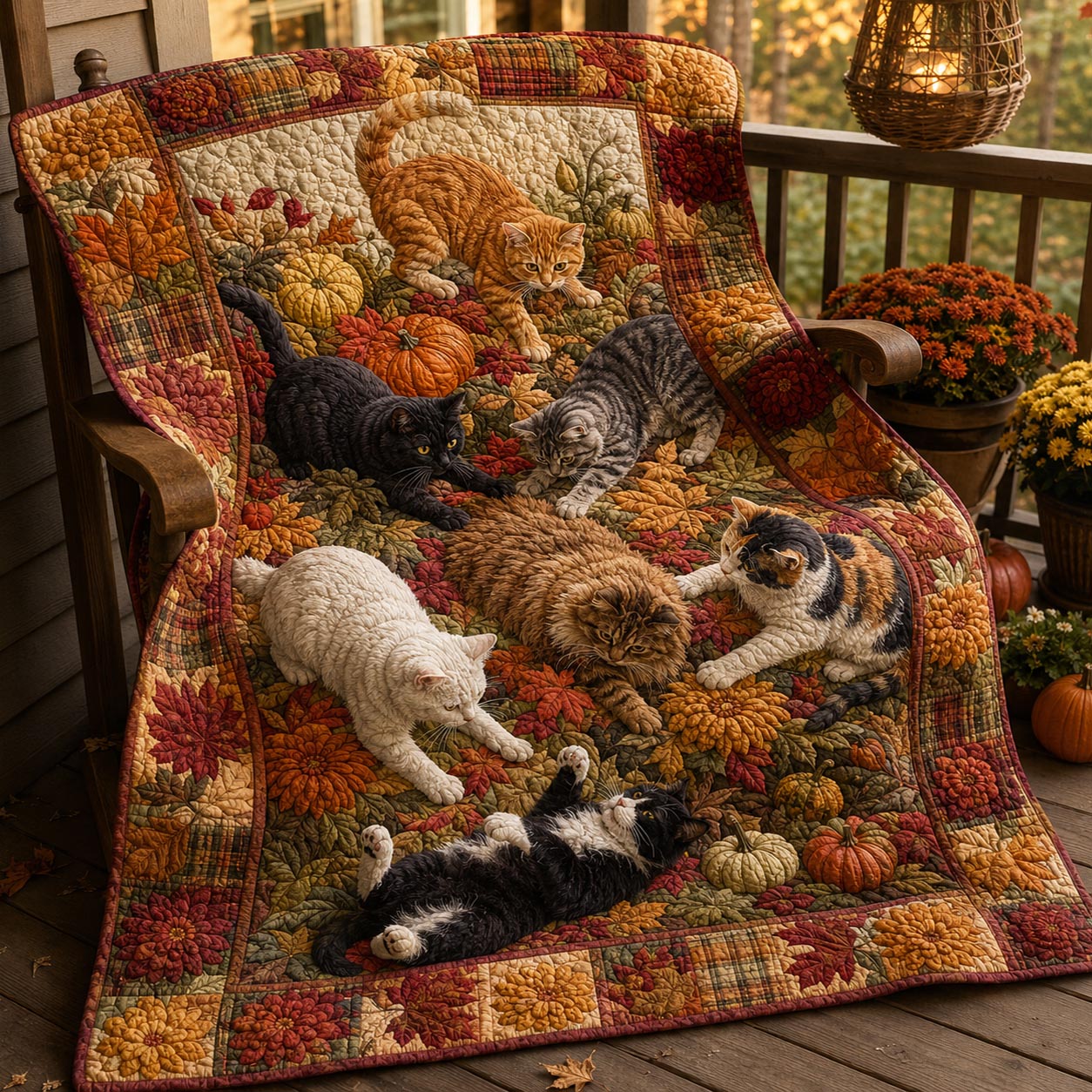 Harvest Cats Quilted Blanket NCU0NTD2037