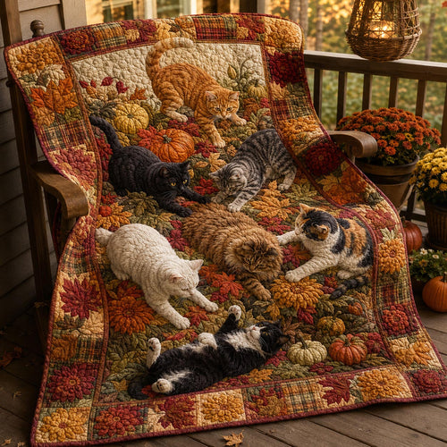 Harvest Cats Quilted Blanket NCU0NTD2037