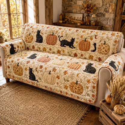 Harvest Cats Quilted Sofa Cover NCU0NTD2119