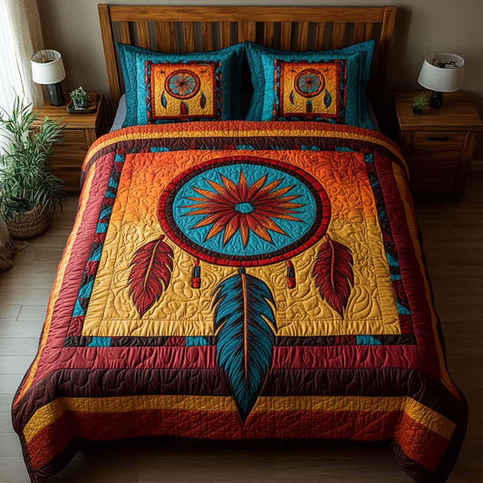 Harvest Flame Mandala 3-Piece Quilted Bedding Set NCU0NXD1618