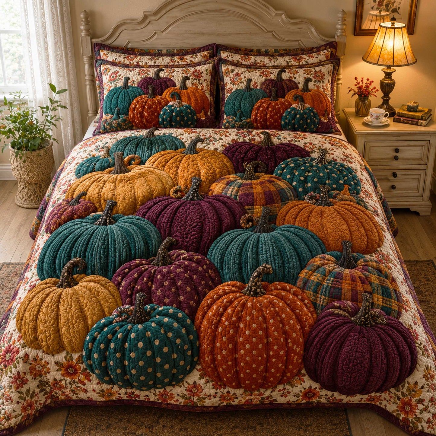 Harvest Glow 3-Piece Quilted Bedding Set NCU0NTD2062