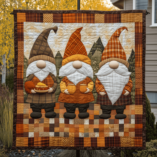 Harvest Gnome Pumpkins Quilted Blanket NCU0TH1826