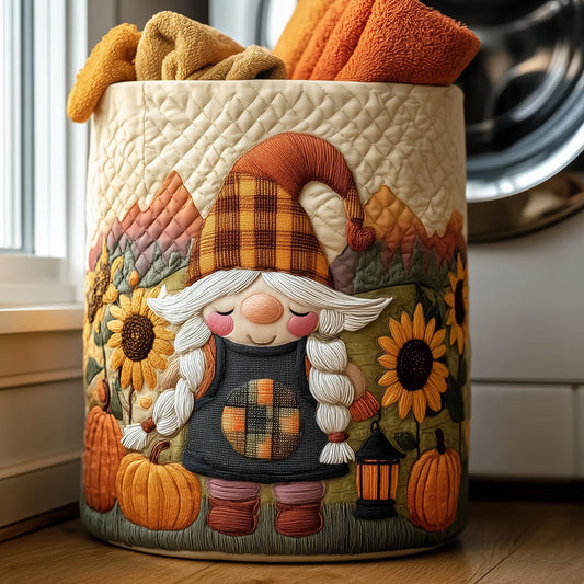 Harvest Gnome Quilted Laundry Basket NCU0TH3020