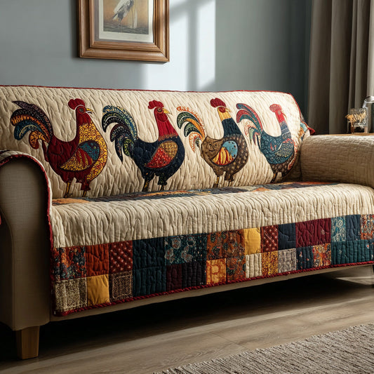 Harvest Hens Quilted Sofa Cover NCU0LDH382