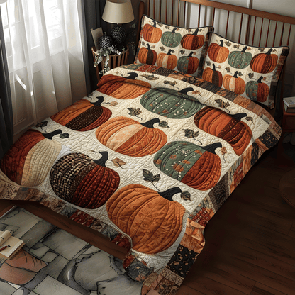 Harvest Pumpkin 3-Piece Quilted Bedding Set NCU0TH1847