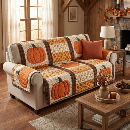 Harvest Pumpkin Quilted Sofa Cover NCU0NTD1993