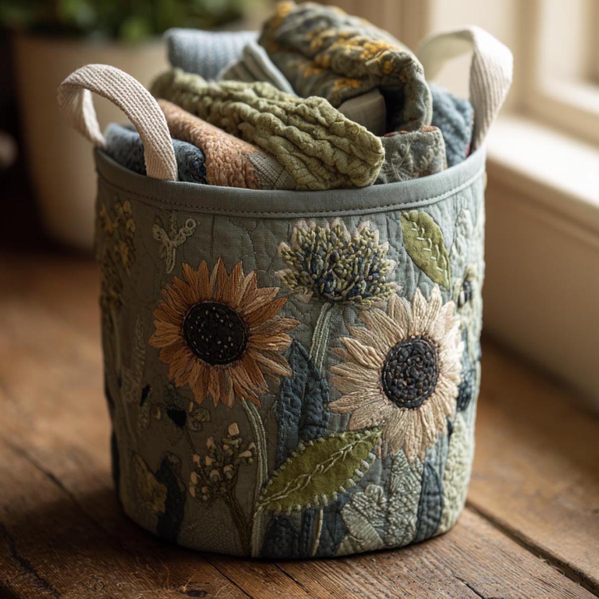 Harvest Sun Quilted Laundry Basket NCU0DV1757
