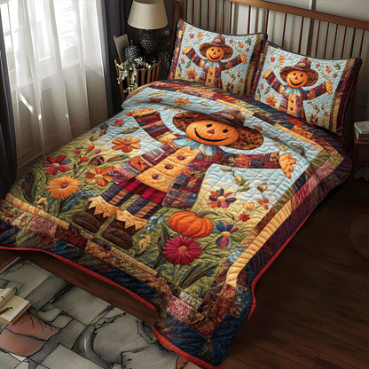 Harvest Time Scarecrow 3-Piece Quilted Bedding Set NCU0PD707