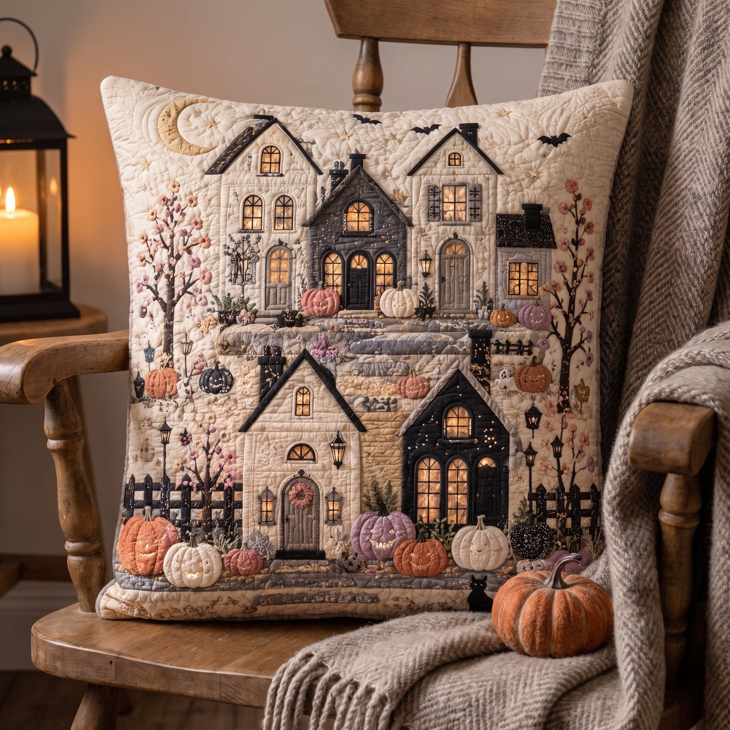 Haunted Hollow Village Quilted Pillow Case NCU0DV2281