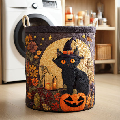 Haunted Cat Quilted Laundry Basket NCU0NTD323