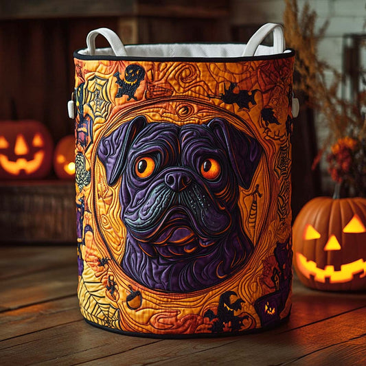 Haunted Frenchie Faces Quilted Laundry Basket NCU0NXD314