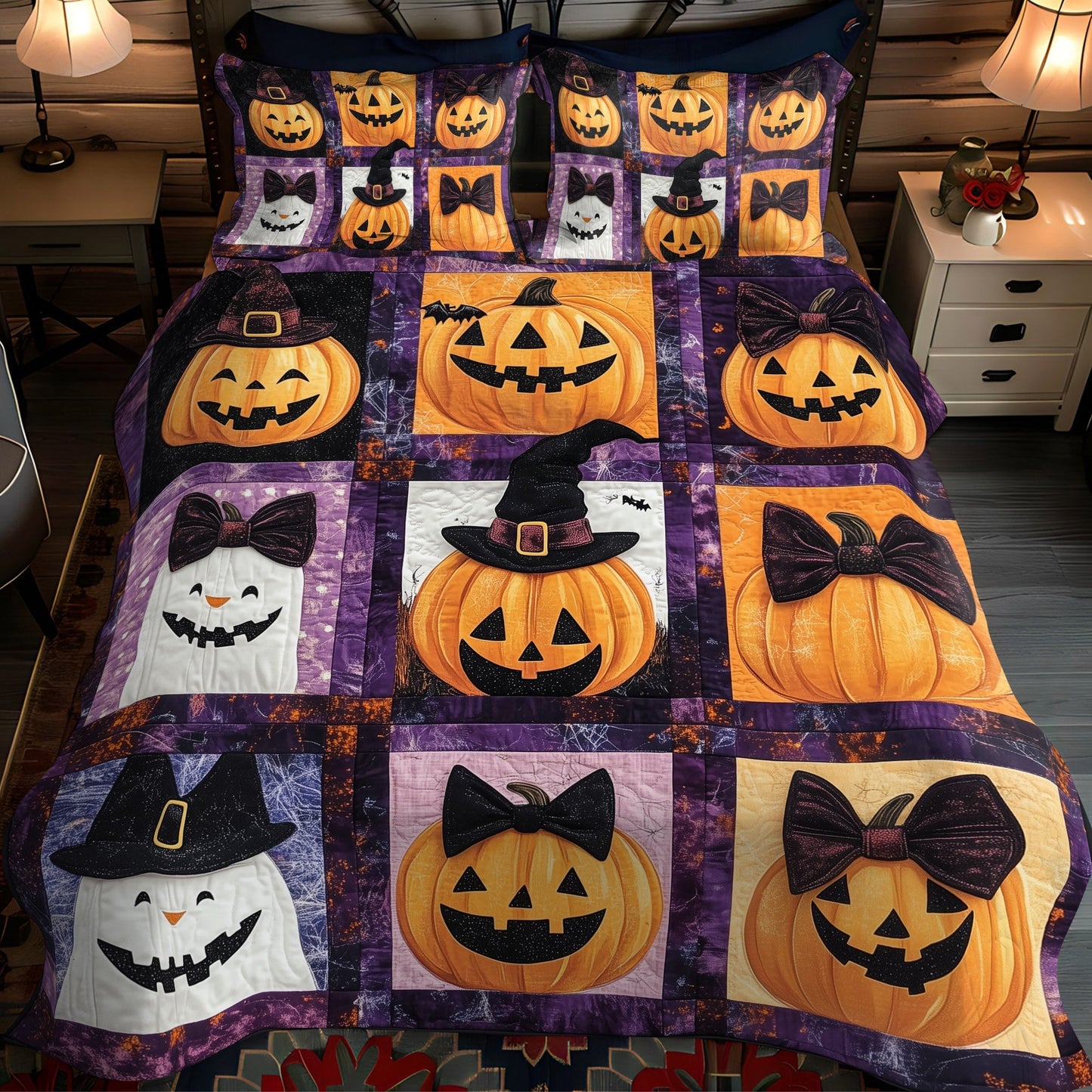 Haunted Halloween 3-Piece Quilted Bedding Set NCU0TL1226