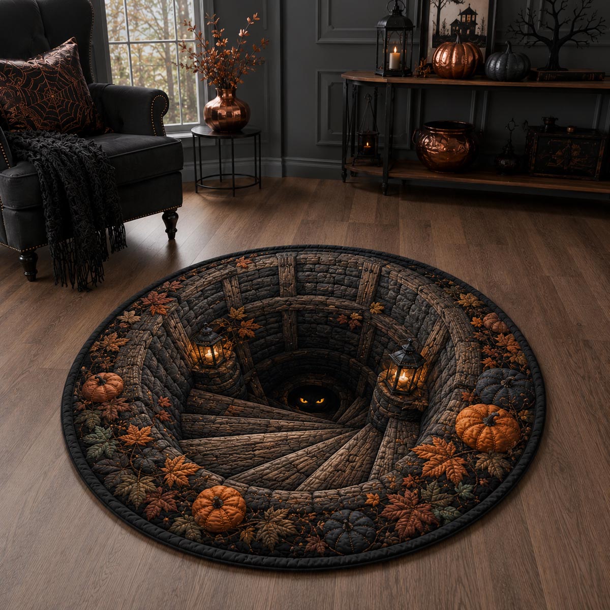 Haunted Stare Quilted Round Mat NCU0DV2356