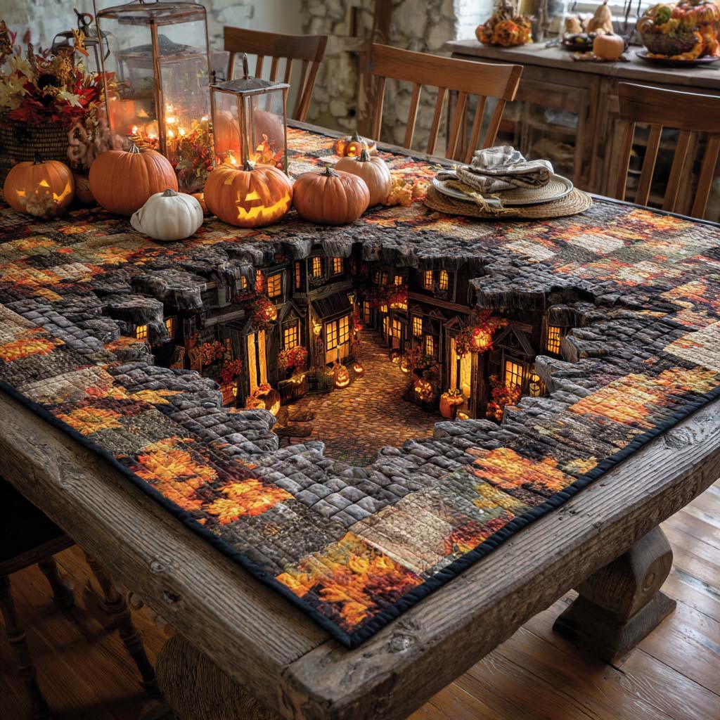 Haunted Village Pit Quilted Table Topper NCU0NXD375